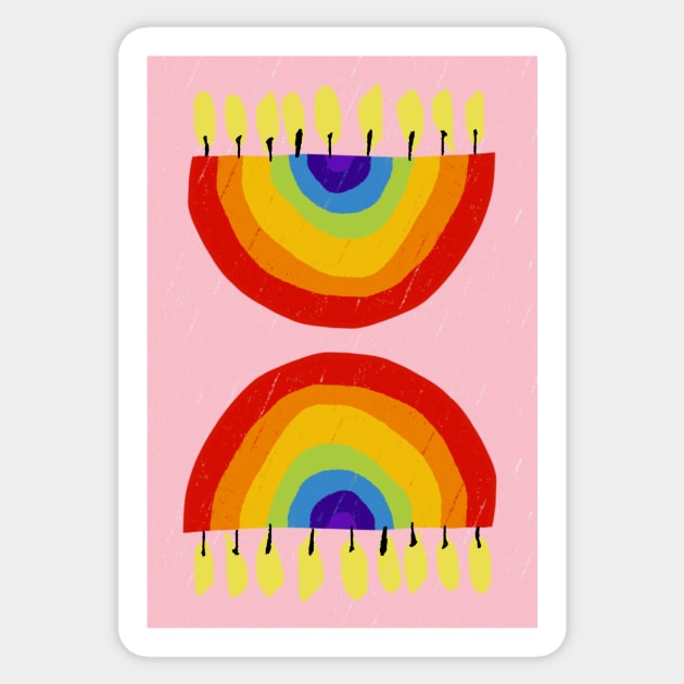 Rainbow Chanukiah Light Pink Sticker by TillaCrowne